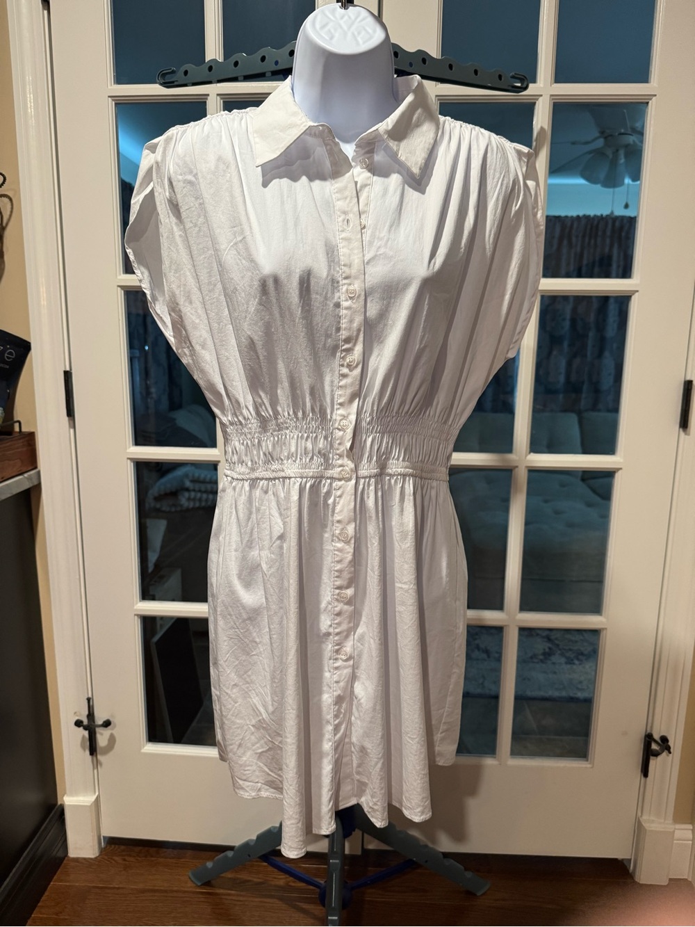 Zara White Button-Front Shirtdress size Medium